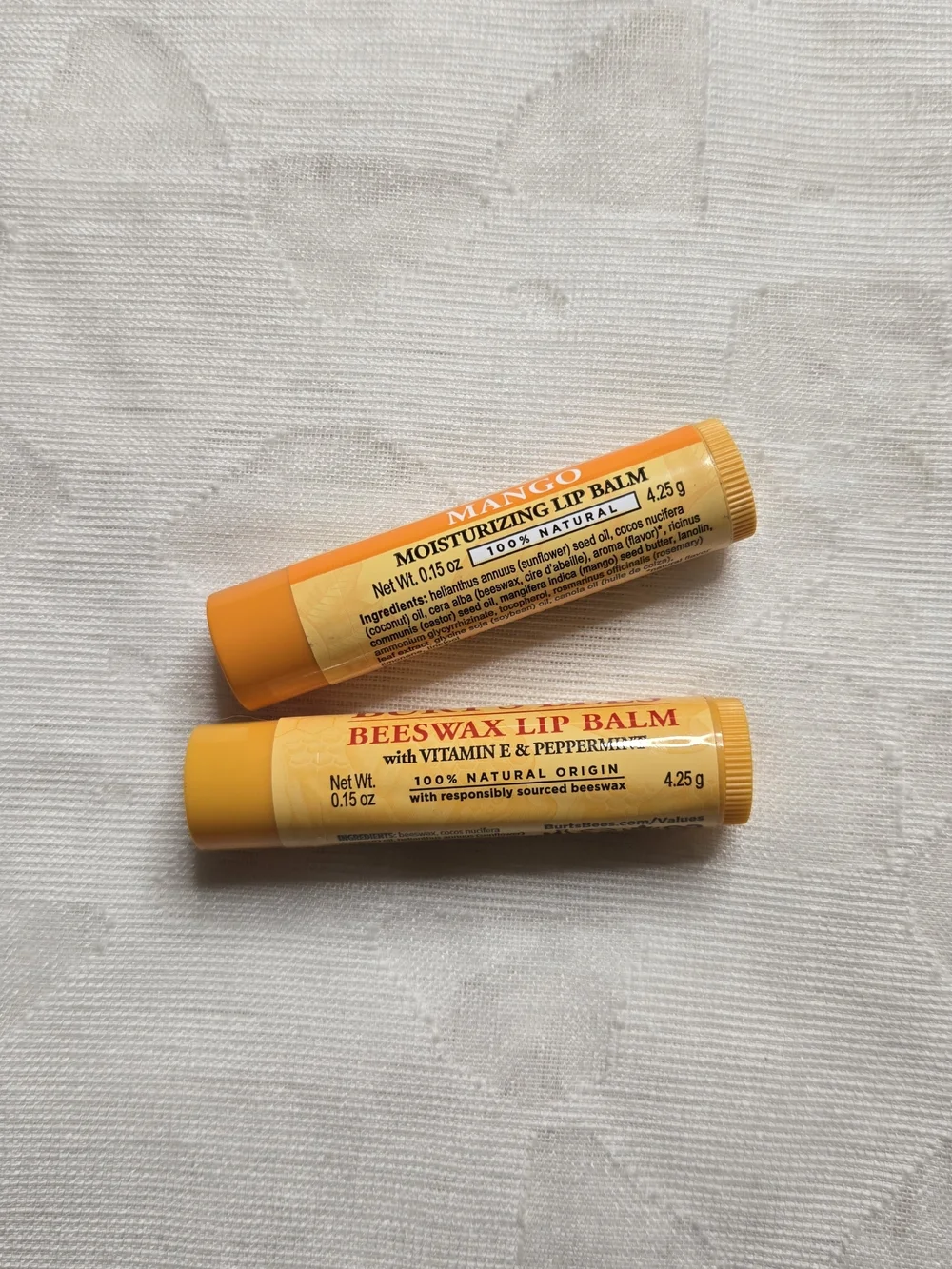 *SALE* NEW Burt's Bees Beeswax Lip Balm 2-Pack Mango & Peppermint 0.15 oz Solid